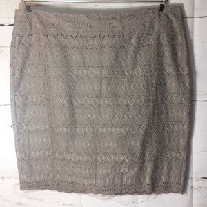 Ann Taylor Womens skirt eyelet pencil Cotton Tan